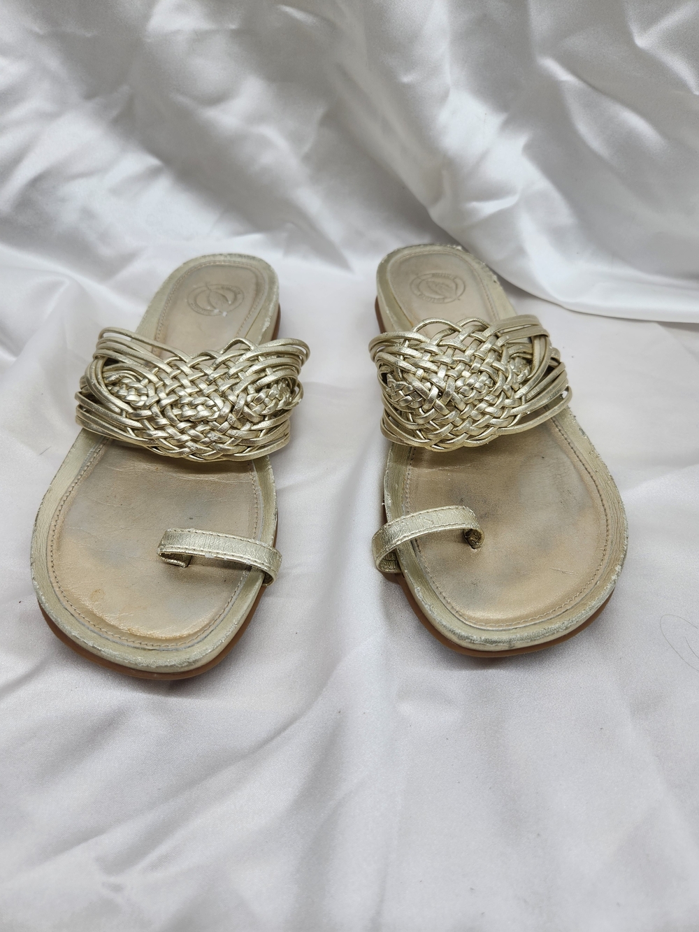 Nurture by Lamaze Metallic Gold Braided Toe-Loop Sandals